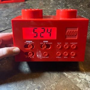Lego portable alarm clock - am/fm radio, snooze- perfect condition